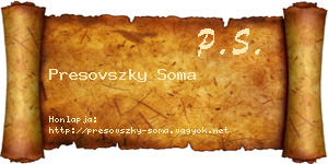 Presovszky Soma névjegykártya